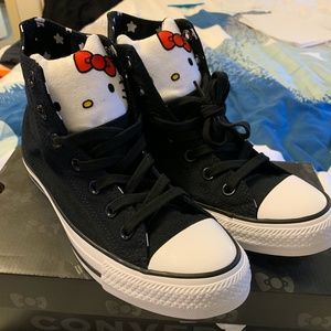 Hello Kitty Hi-Top Converse Black Size 6M/8W